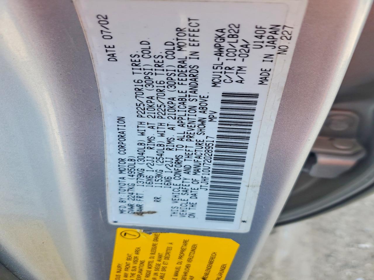 2002 Lexus Rx 300 White vin: JTJHF10U720289517