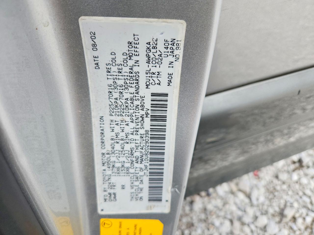 2002 Lexus Rx 300 Silver vin: JTJHF10U820290398
