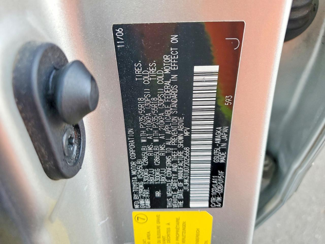 2007 Lexus Rx 350 Silver vin: JTJHK31U072025668