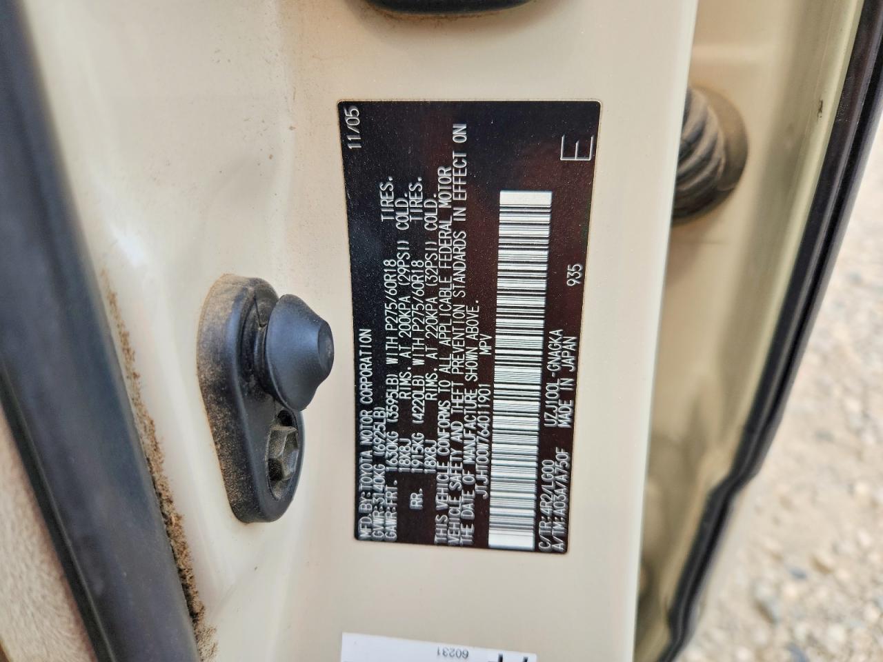 2006 Lexus Lx 470 Cream vin: JTJHT00W764011901