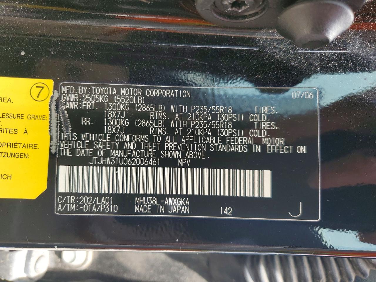 2006 Lexus Rx 400h Awd Черный vin: JTJHW31U062006461