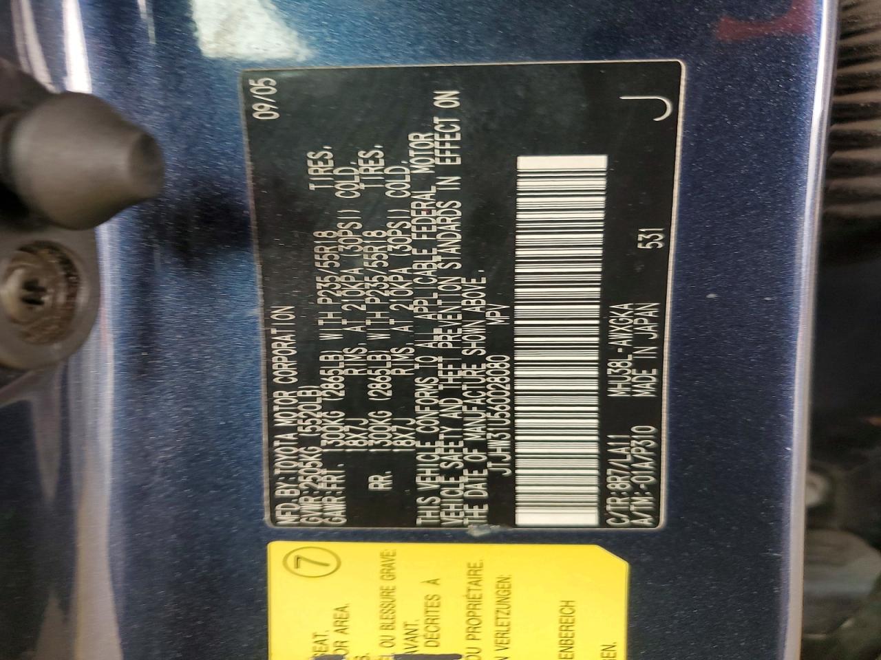 2006 Lexus Rx 400 Blue vin: JTJHW31U560028080