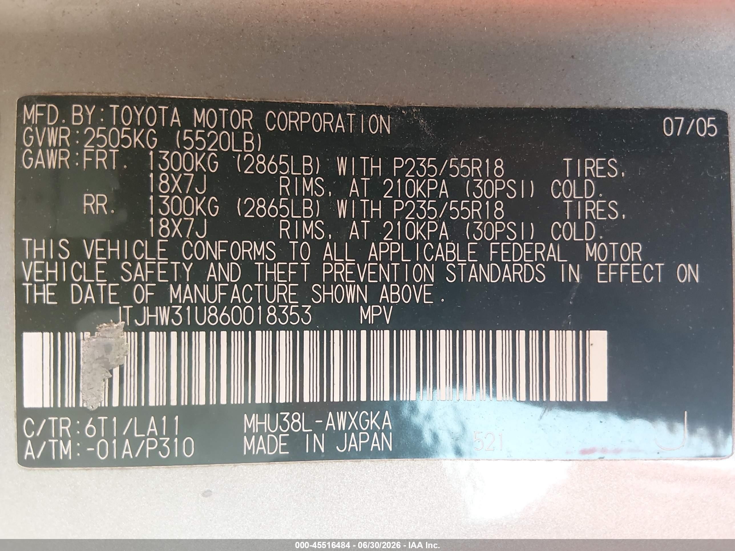 2006 Lexus Rx 400h   Gray vin: JTJHW31U860018353