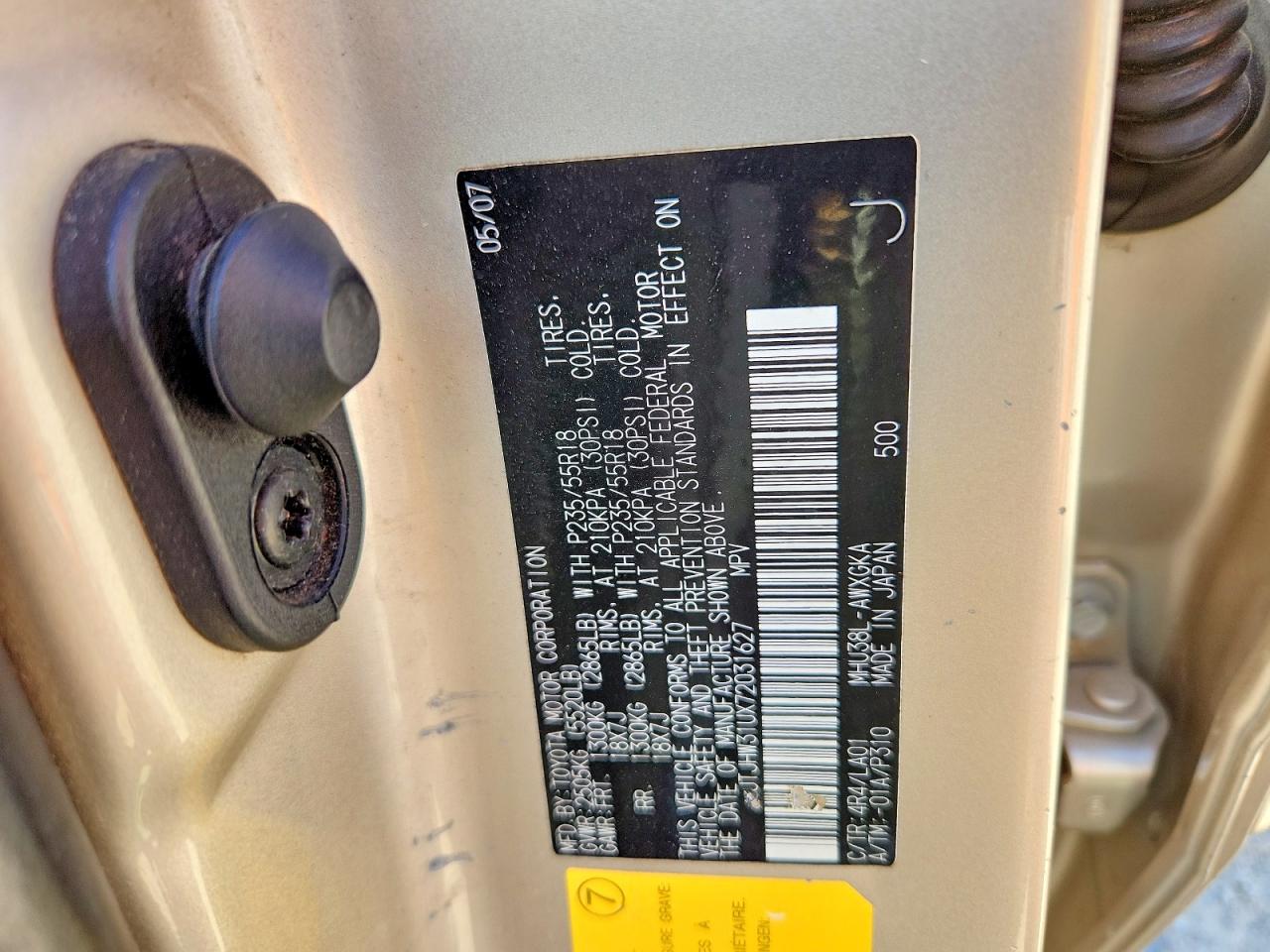 2007 Lexus Rx 400h Gold vin: JTJHW31UX72031627