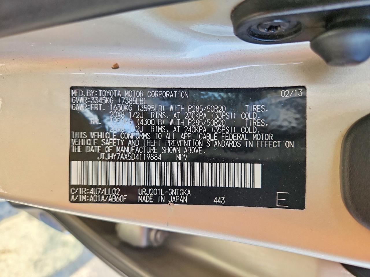 2013 Lexus Lx 570 Base Tan vin: JTJHY7AX5D4119884