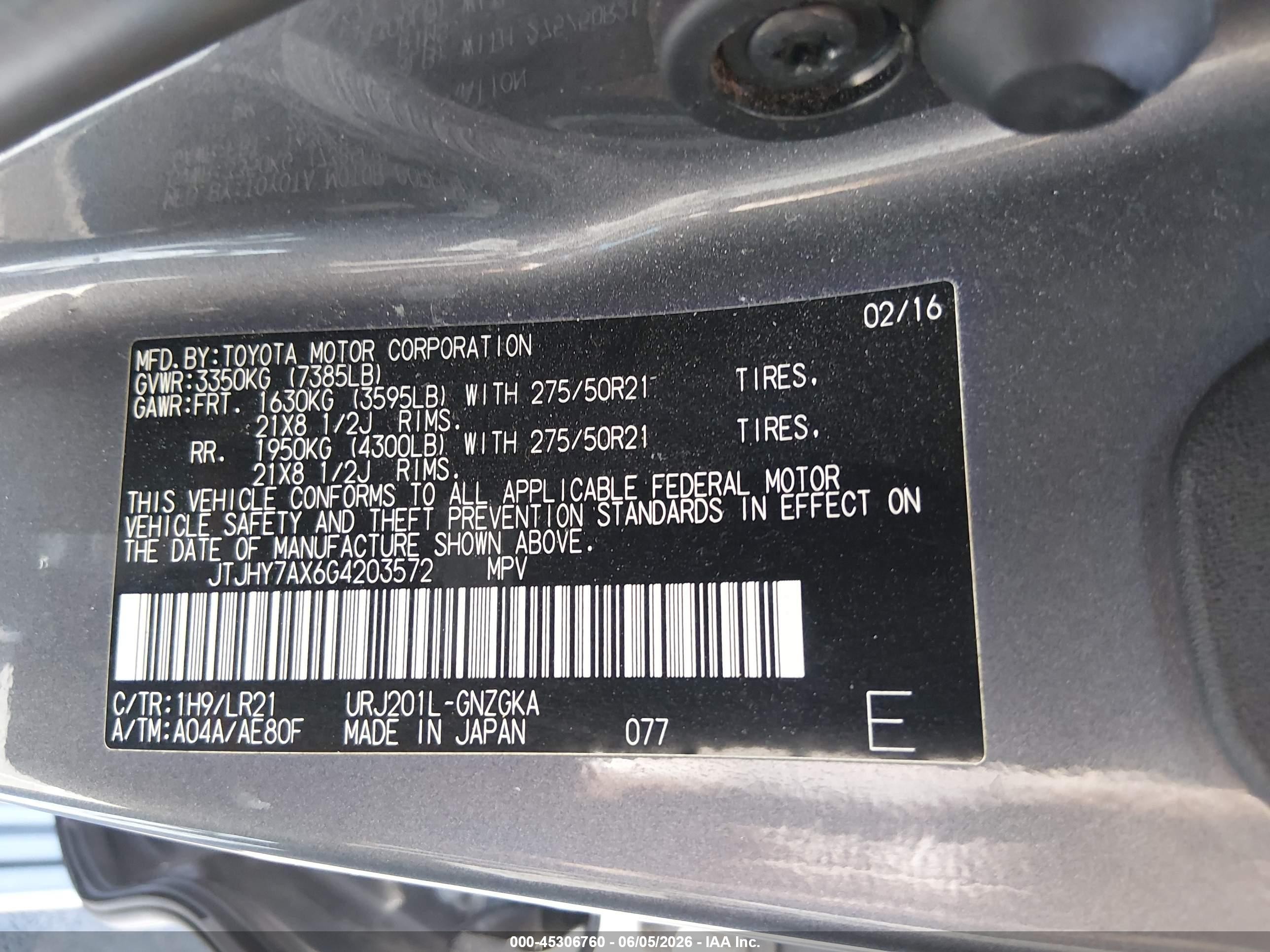 2016 Lexus Lx 570   Gray vin: JTJHY7AX6G4203572