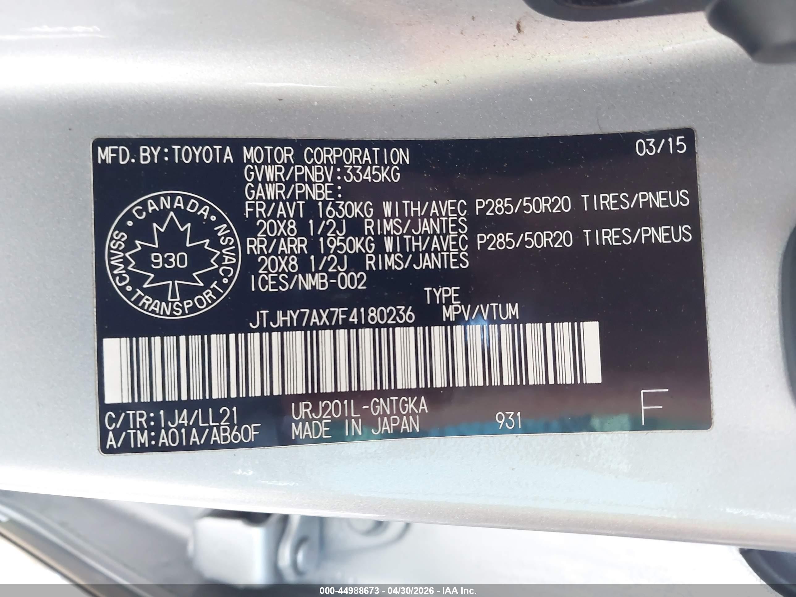 2015 Lexus Lx 570   Silver vin: JTJHY7AX7F4180236