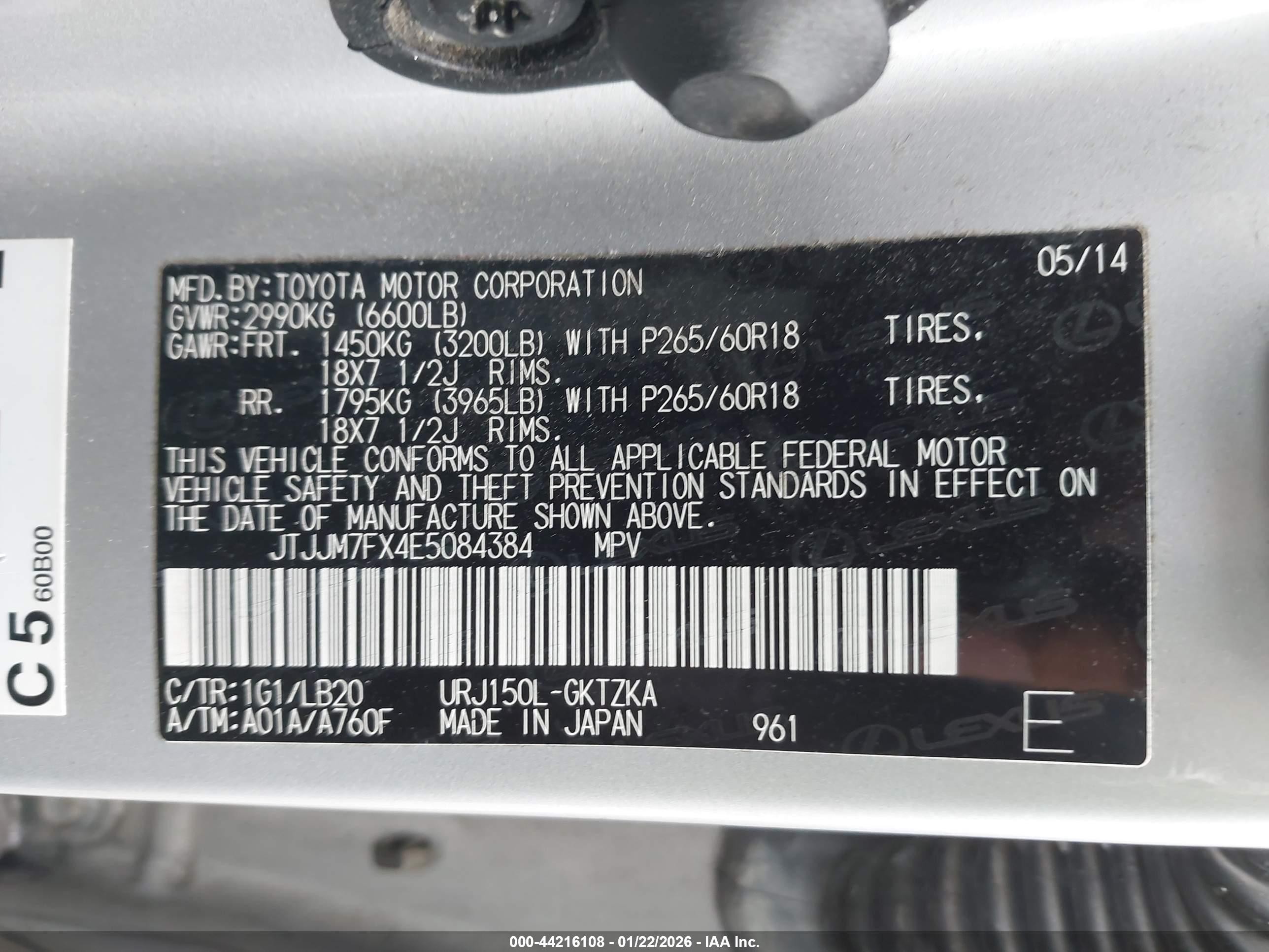 Price & History 2014 Lexus Gx 460 Luxury 4.6l V-8 Dohc, Vvt, 301hp