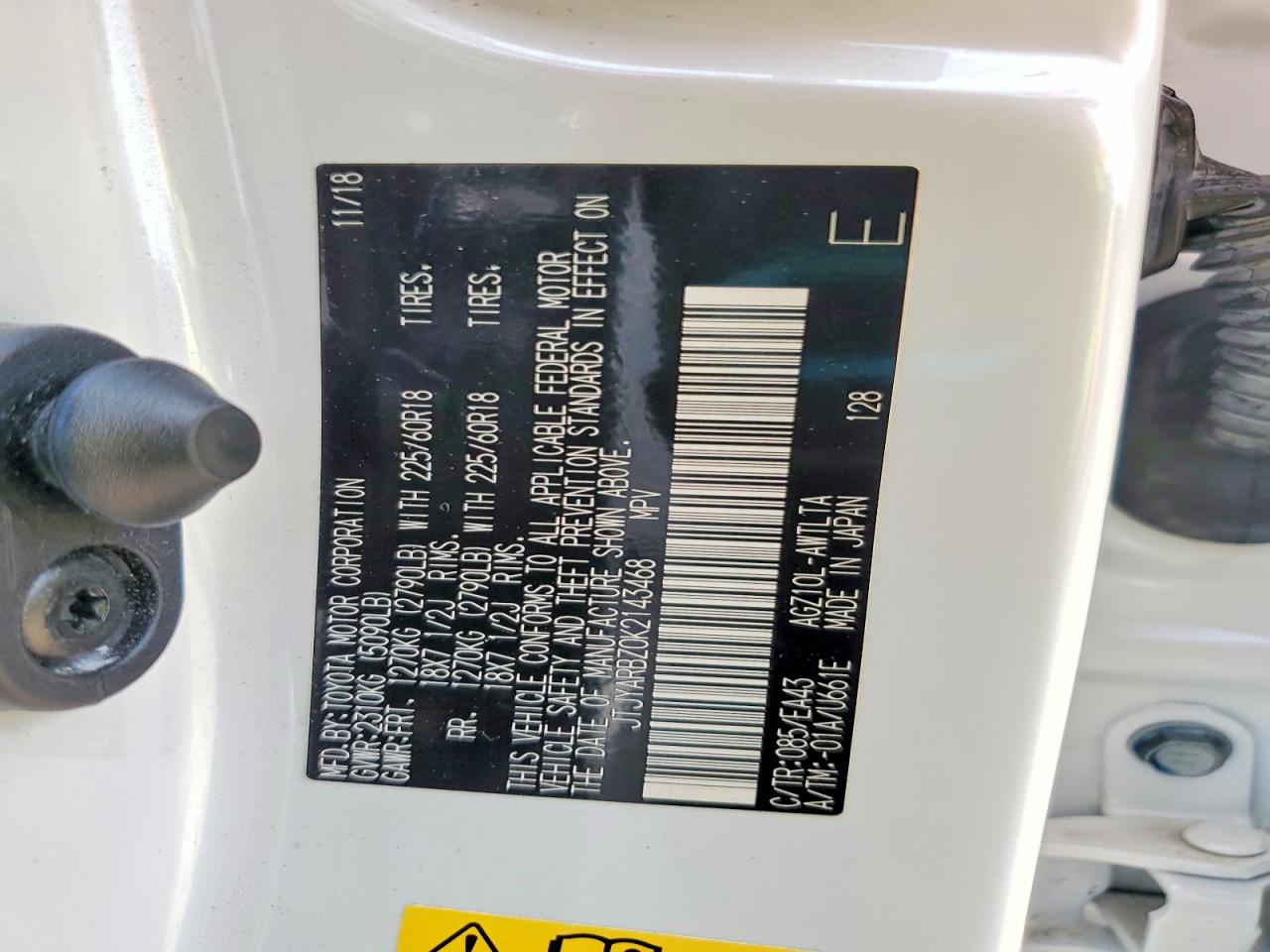 2019 Lexus Nx 300 Base White vin: JTJYARBZ0K2143468