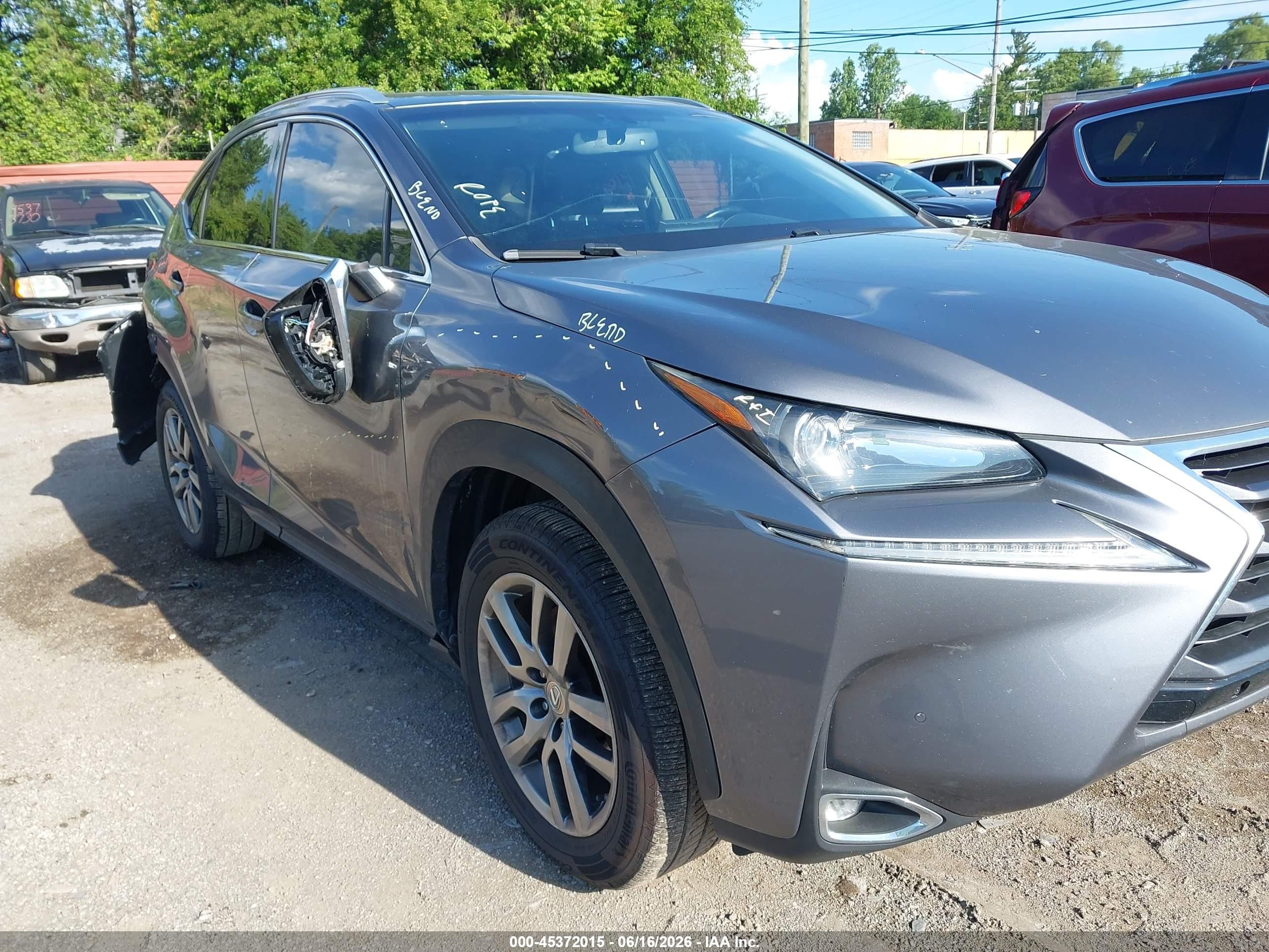 2015 Lexus Nx 200t   Gray vin: JTJYARBZ2F2015108
