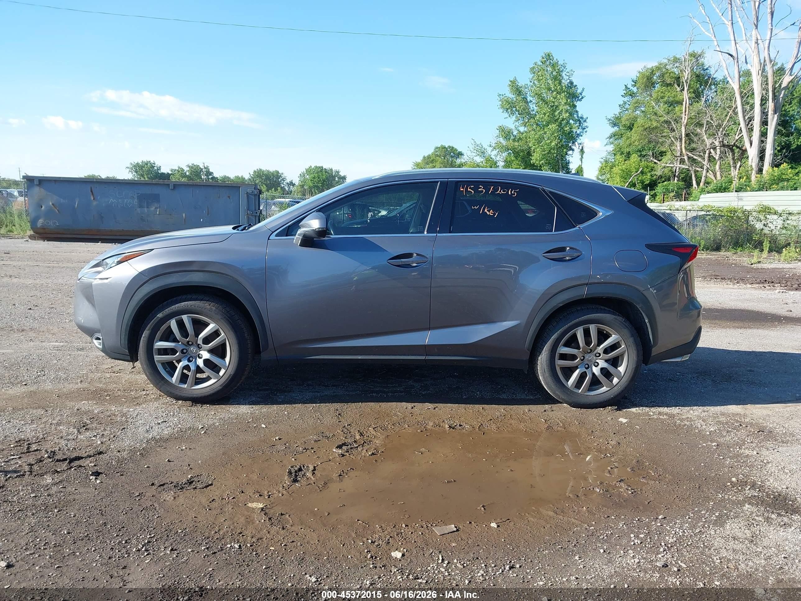 2015 Lexus Nx 200t   Gray vin: JTJYARBZ2F2015108