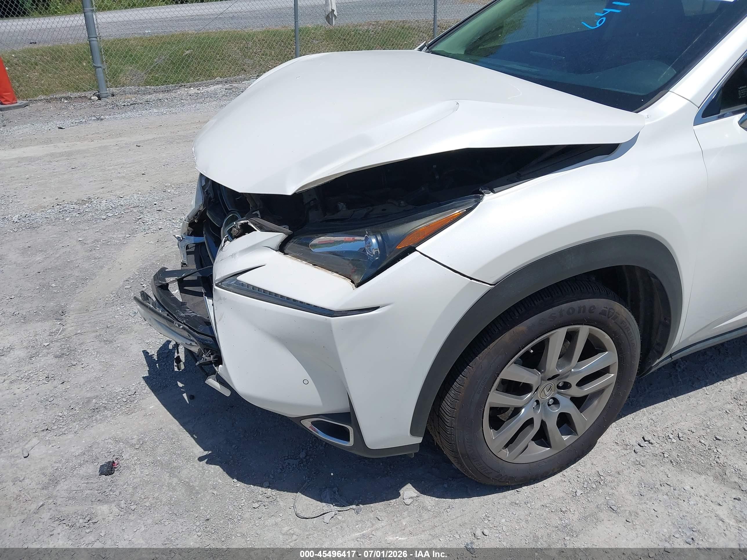 2015 Lexus Nx 200t   White vin: JTJYARBZ6F2015404