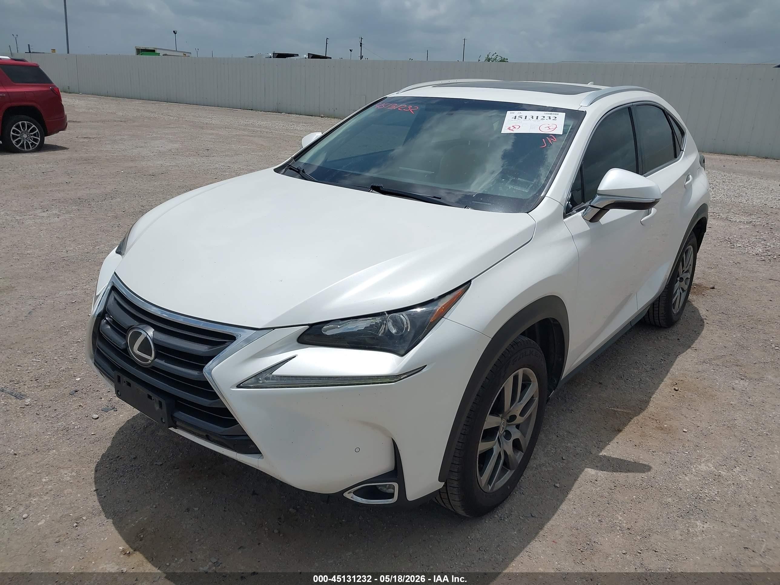2015 Lexus Nx 200t   White vin: JTJYARBZ8F2018966