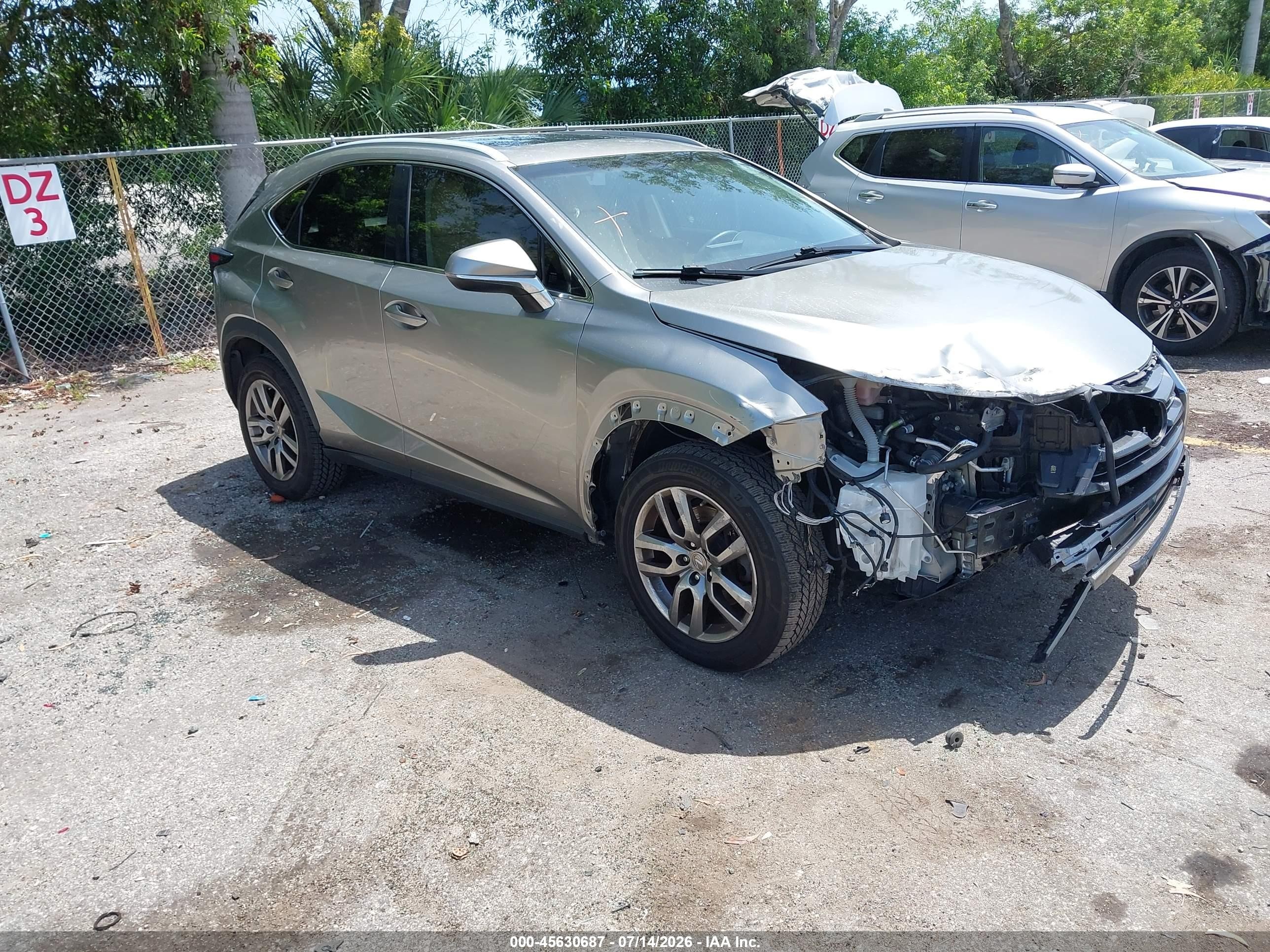 2015 Lexus Nx 200t   Silver vin: JTJYARBZ8F2019342