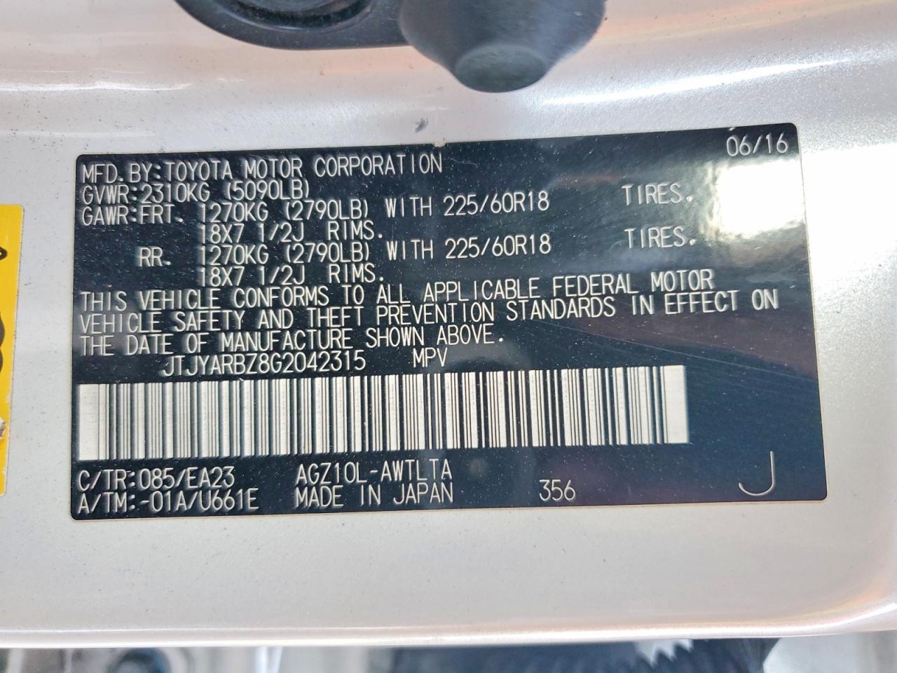 2016 Lexus Nx 200t Base White vin: JTJYARBZ8G2042315