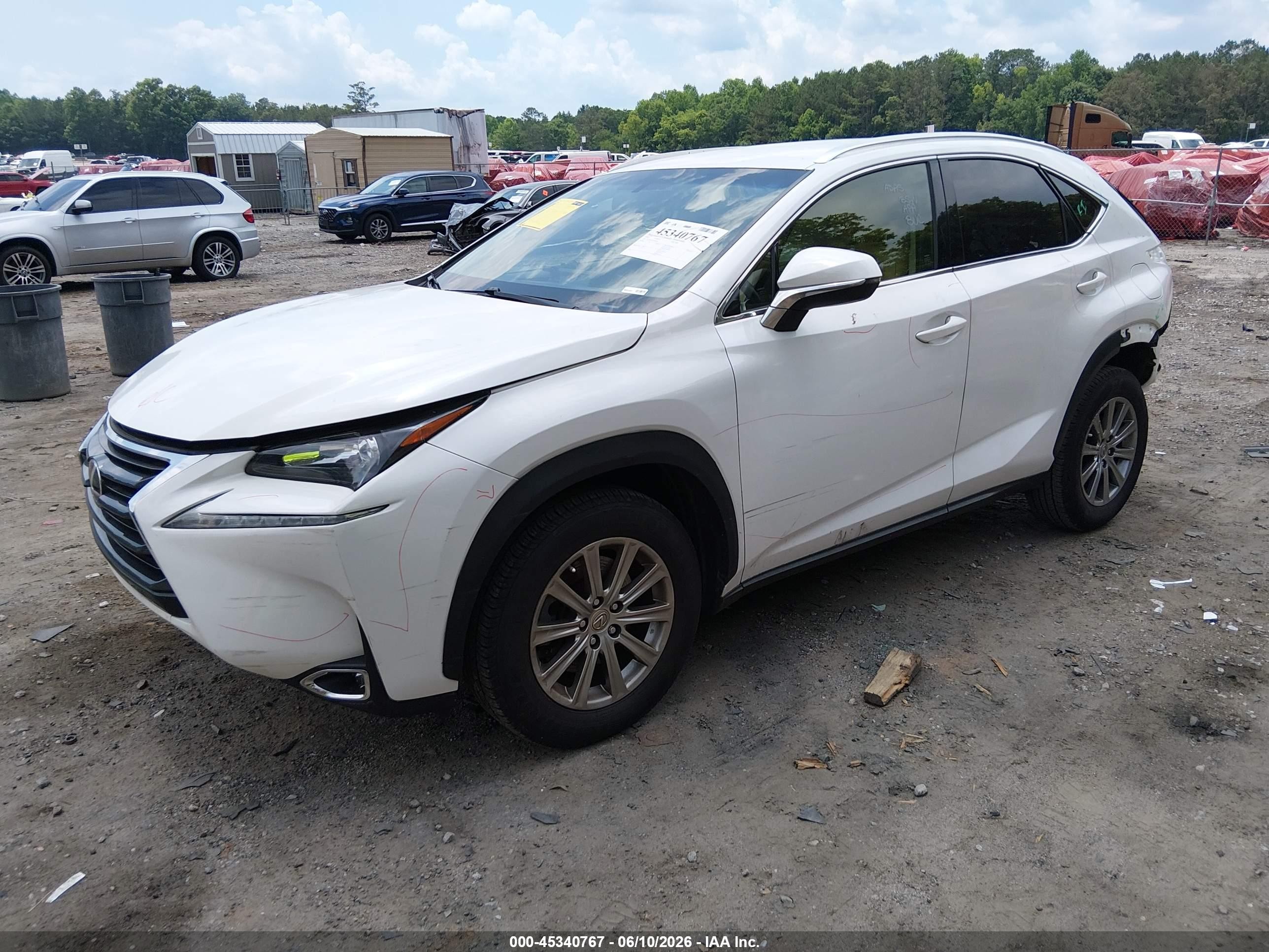 2015 Lexus Nx 200t   White vin: JTJYARBZ9F2016434