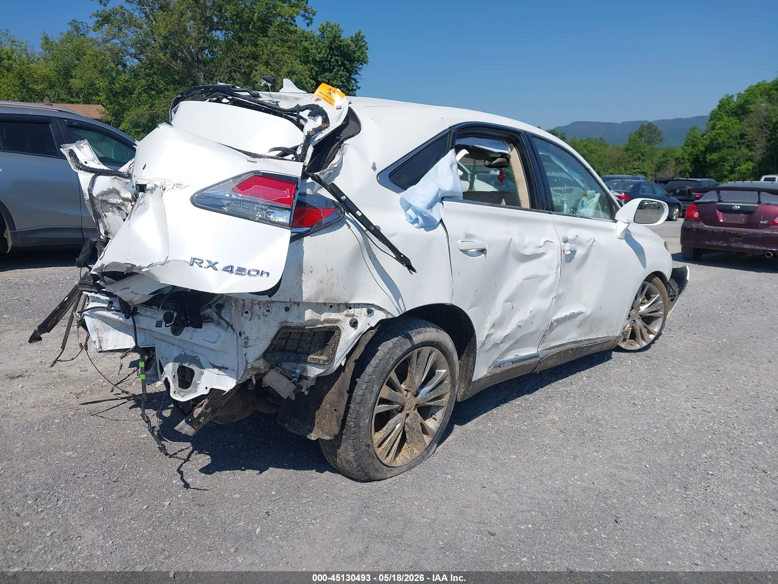 2013 Lexus Rx 450h White vin: JTJZB1BA1D2412027