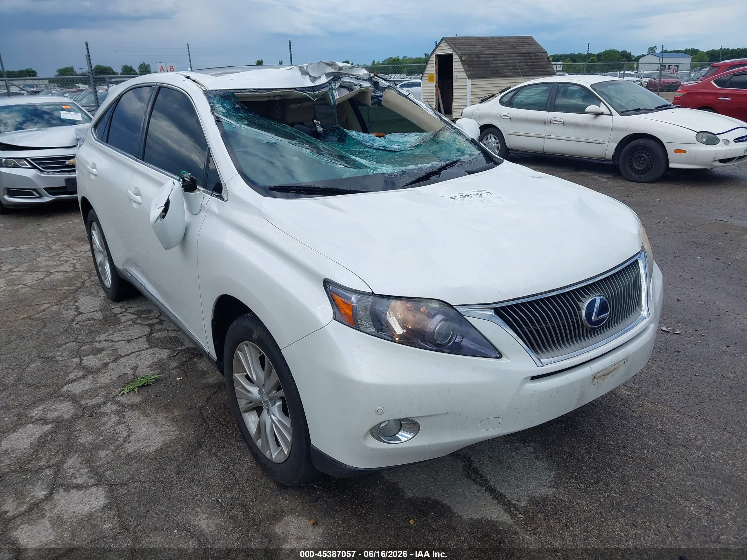 2010 Lexus Rx 450h   White vin: JTJZB1BA2A2002834