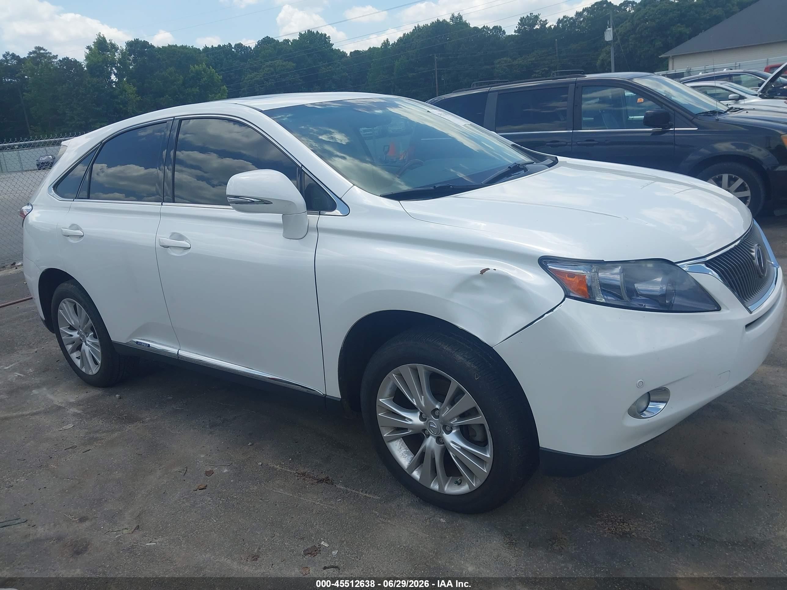 2011 Lexus Rx 450h   White vin: JTJZB1BA3B2405061