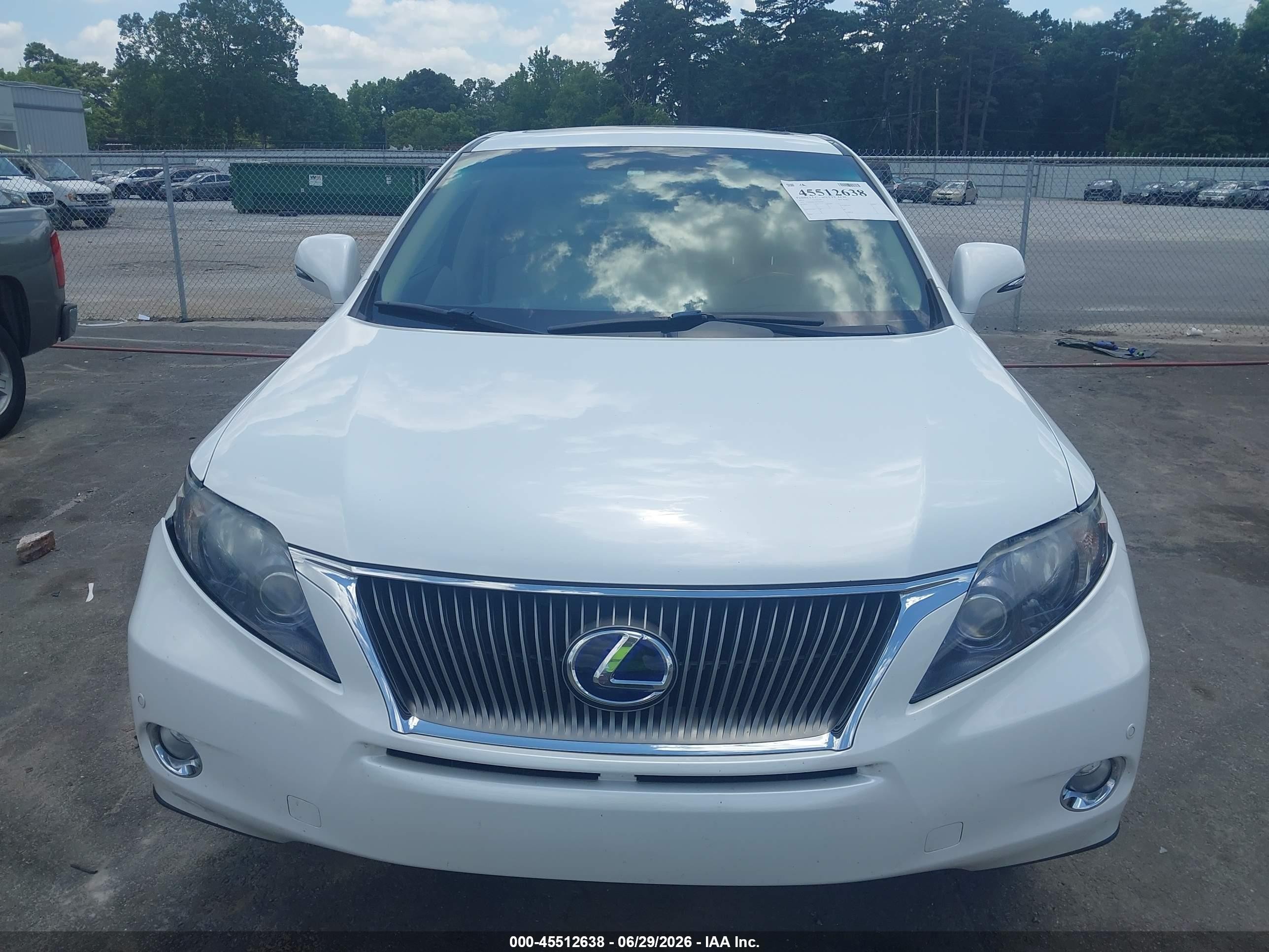 2011 Lexus Rx 450h   White vin: JTJZB1BA3B2405061