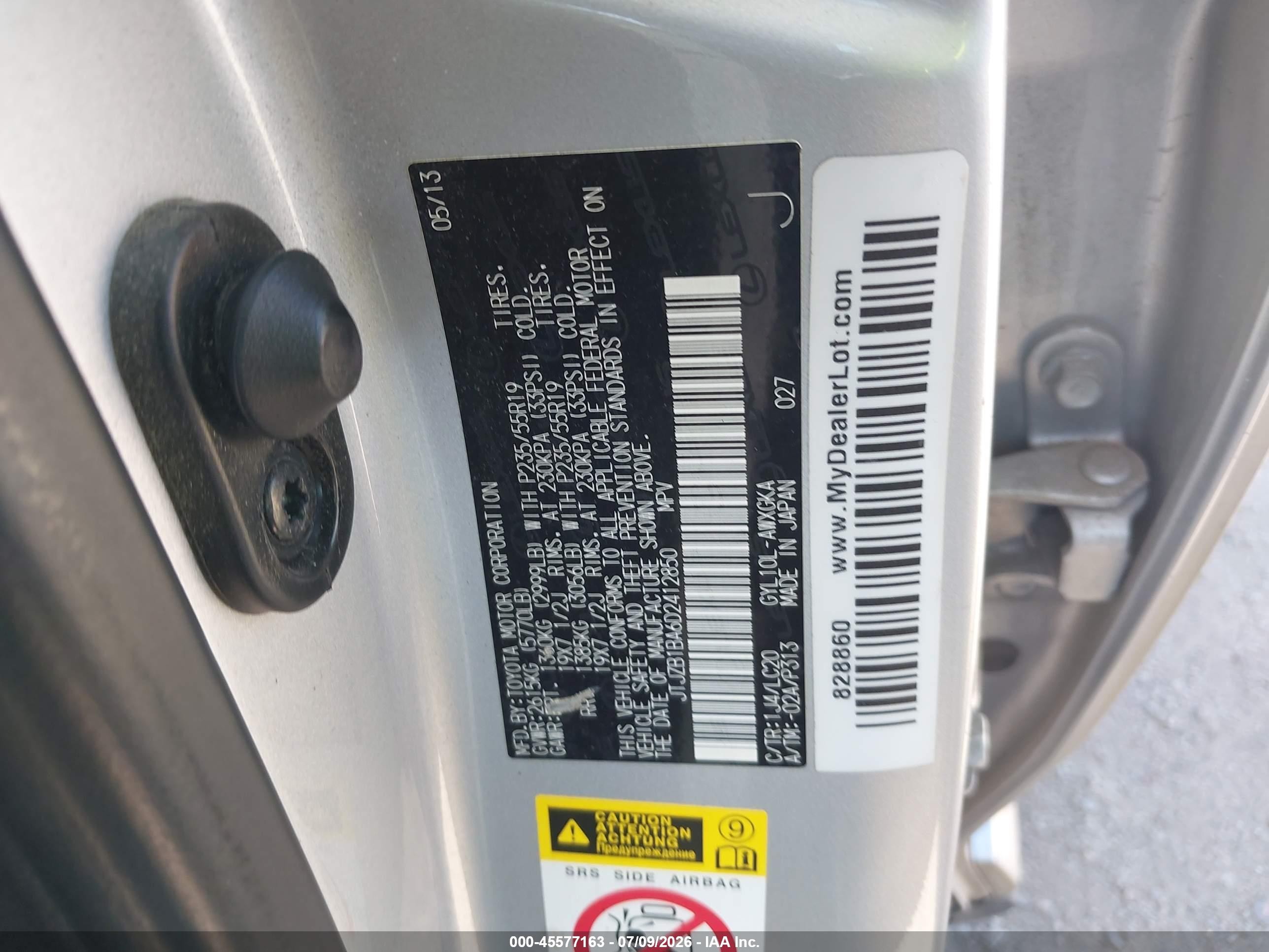 2013 Lexus Rx 450h   Silver vin: JTJZB1BA6D2412850