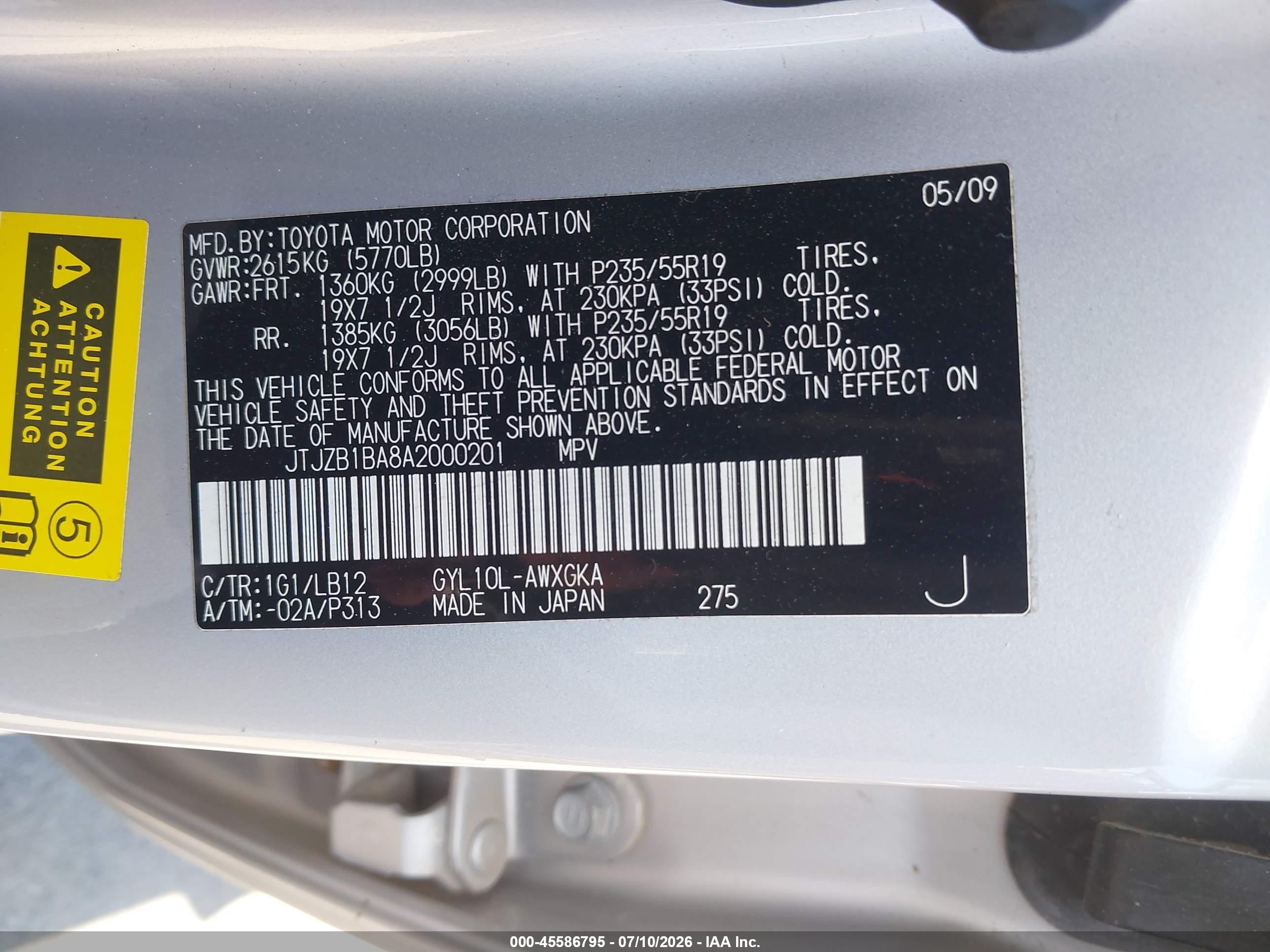 2010 Lexus Rx 450h   Silver vin: JTJZB1BA8A2000201