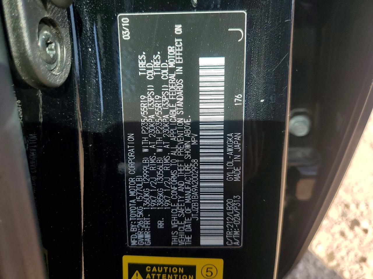 2010 Lexus Rx 450h Black vin: JTJZB1BA9A2002958