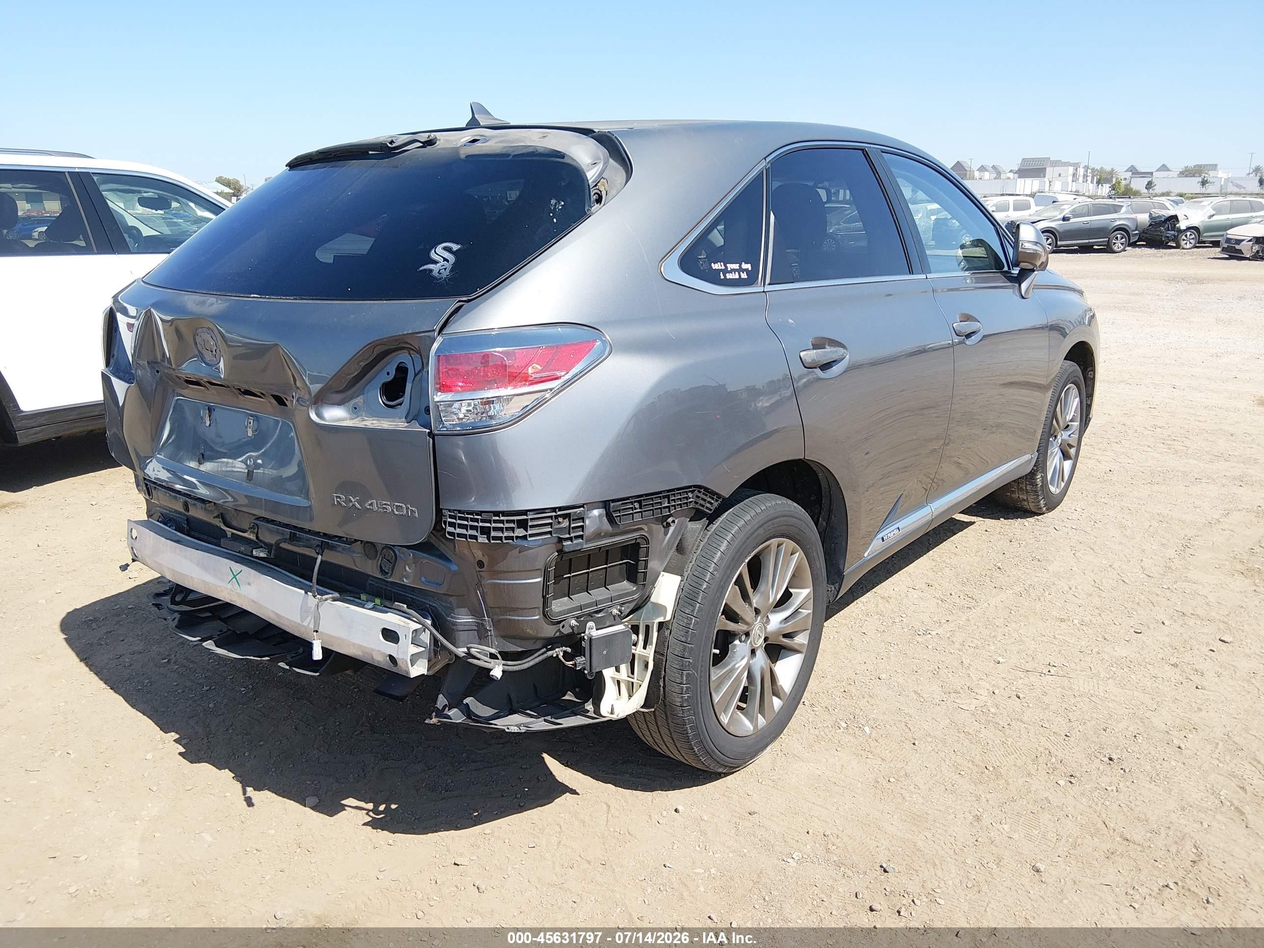 2013 Lexus Rx 450h   Gray vin: JTJZB1BA9D2007288
