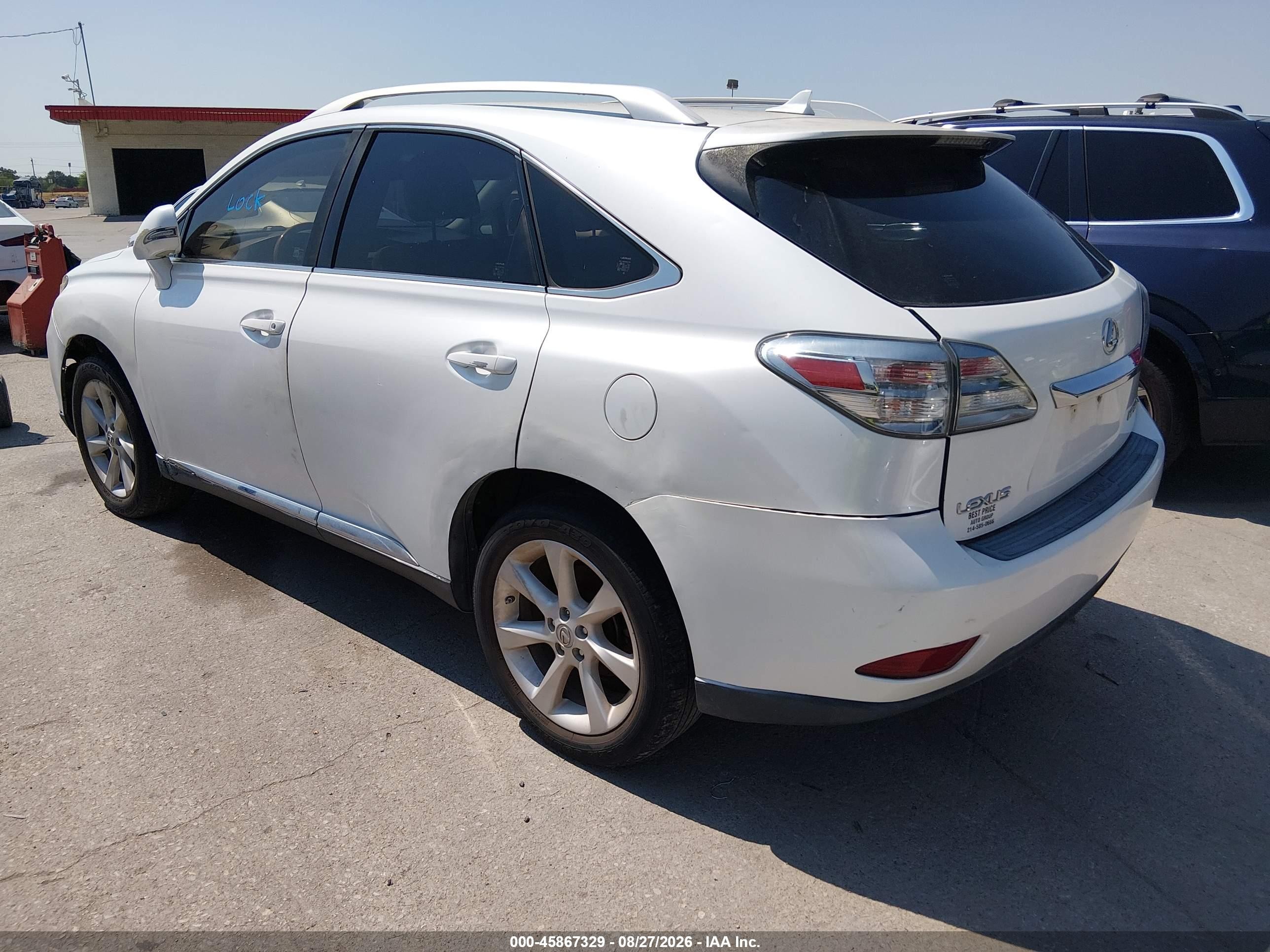 2010 Lexus Rx 350   White vin: JTJZK1BA0A2405243