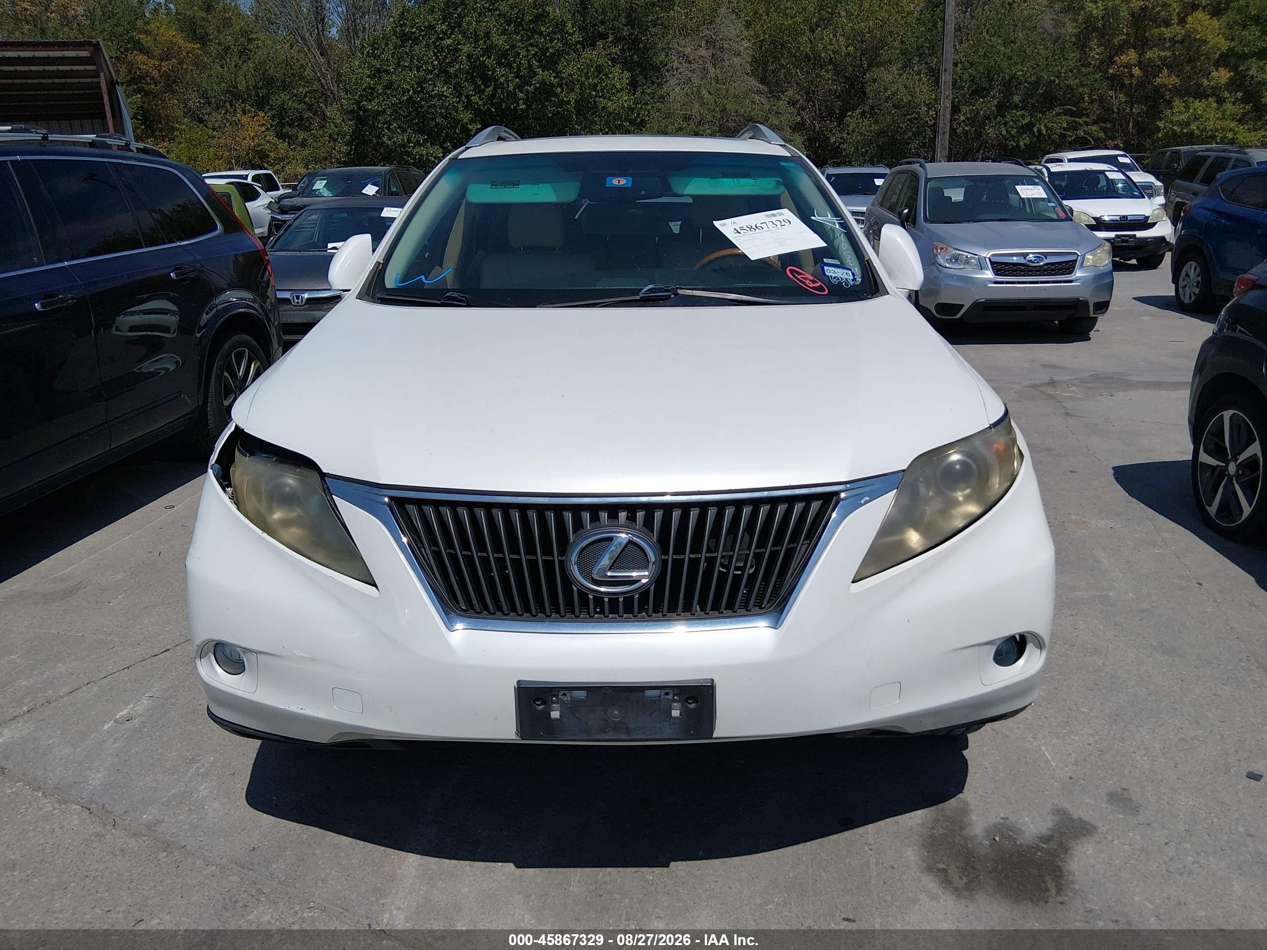2010 Lexus Rx 350   White vin: JTJZK1BA0A2405243