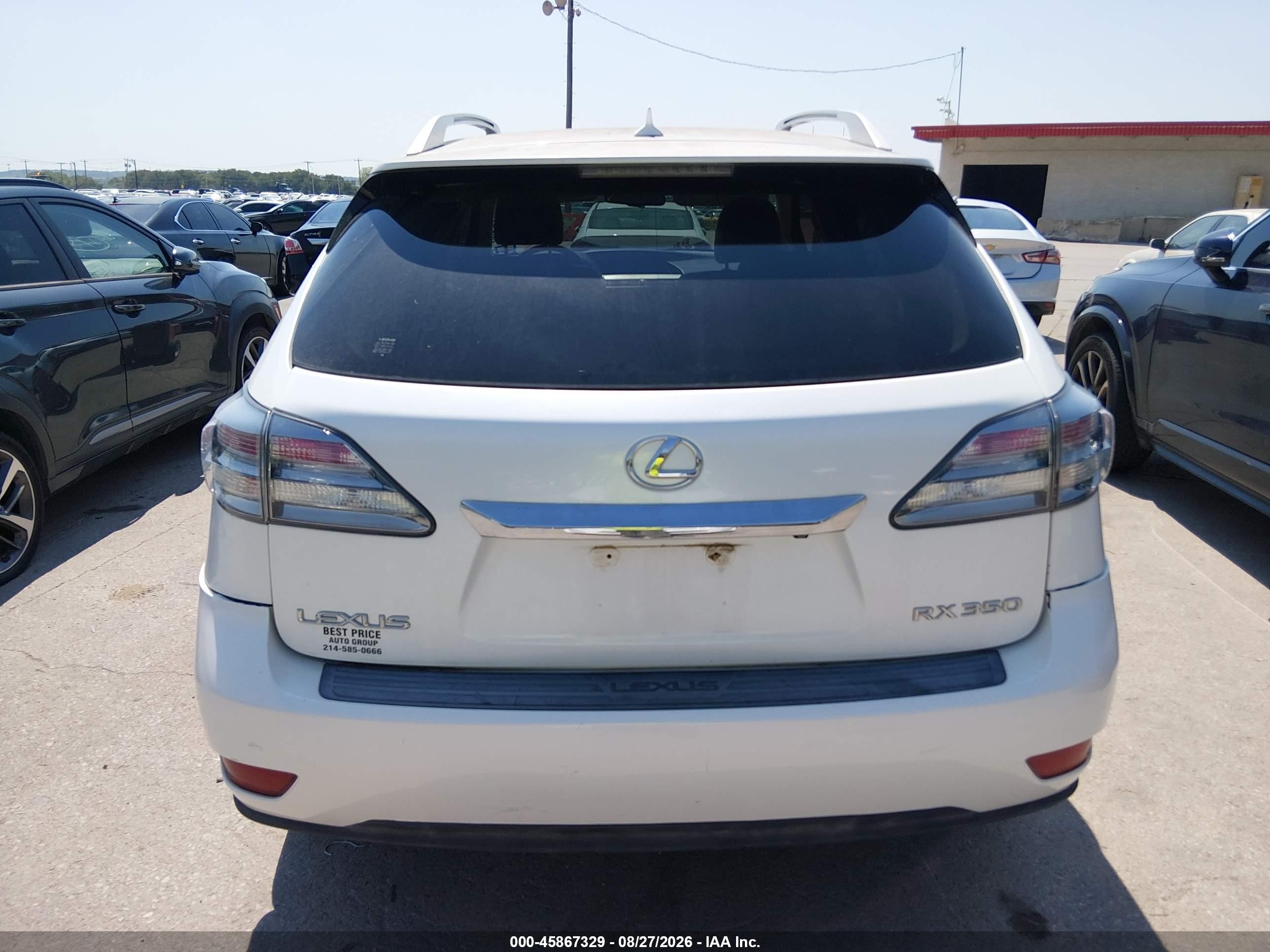 2010 Lexus Rx 350   White vin: JTJZK1BA0A2405243