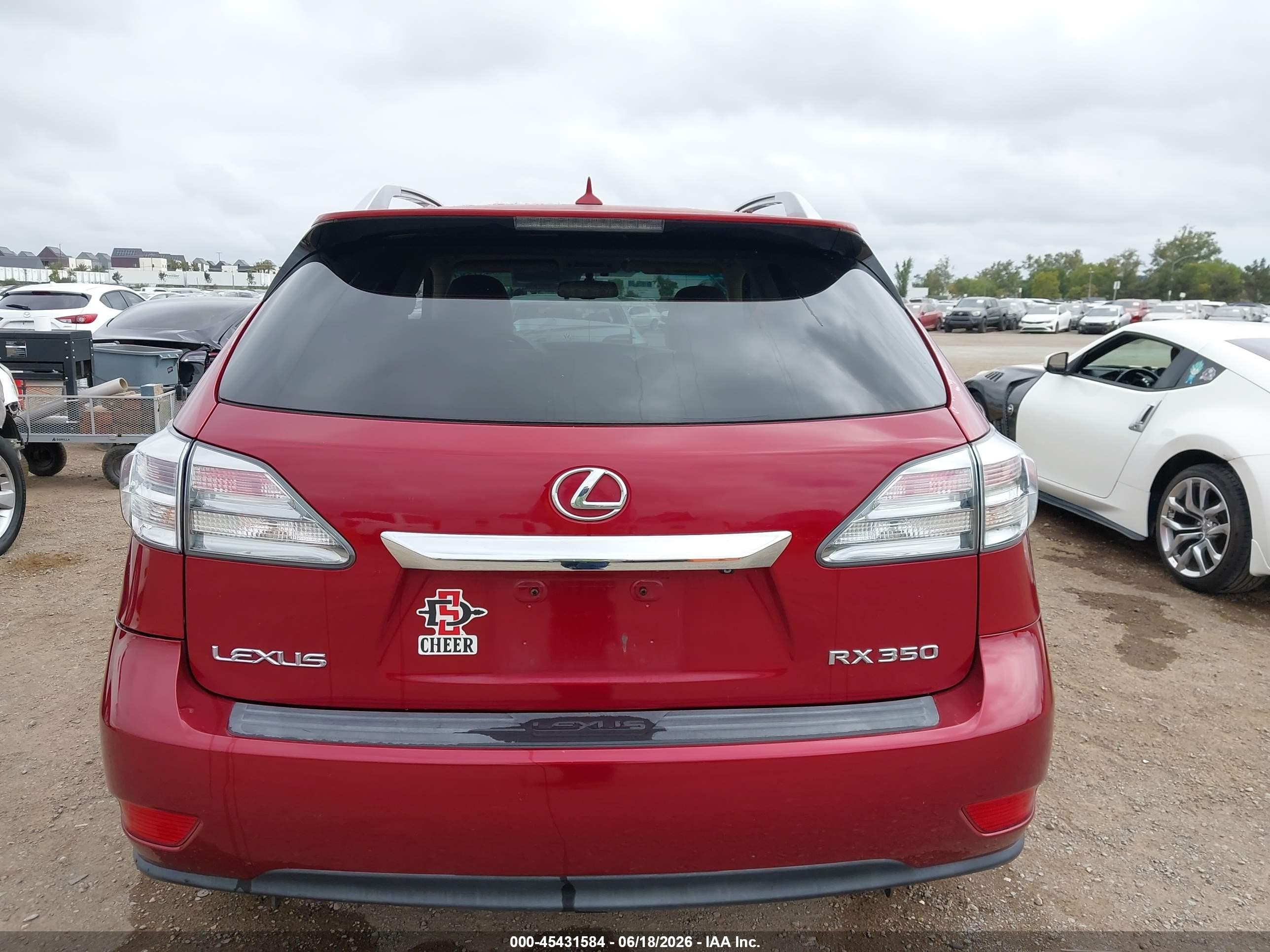 2010 Lexus Rx 350   Red vin: JTJZK1BA4A2404483
