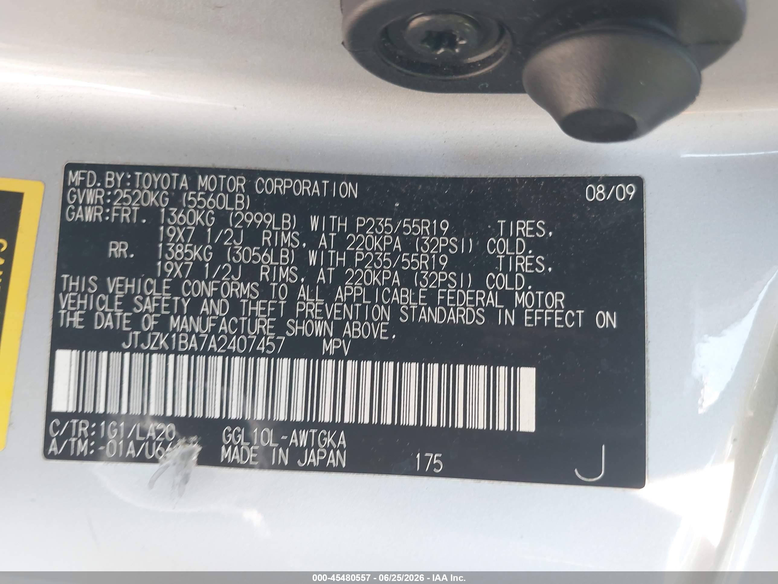 2010 Lexus Rx 350 Silver vin: JTJZK1BA7A2407457