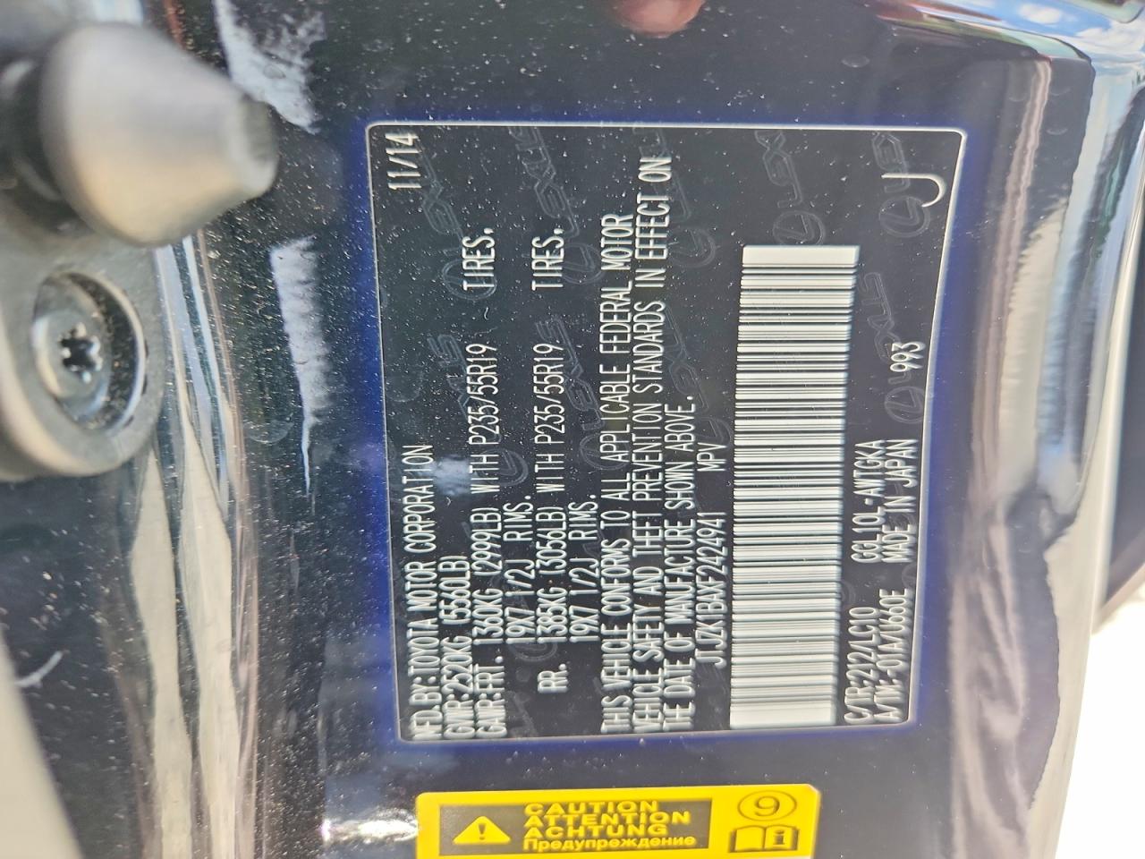 2015 Lexus Rx 350 Черный vin: JTJZK1BAXF2424941