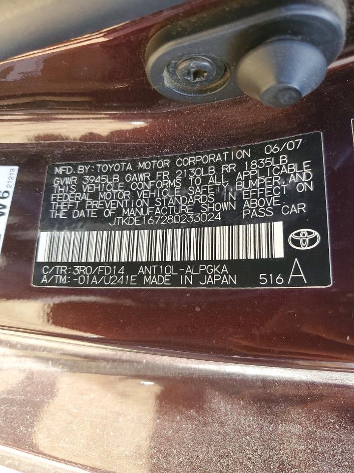 2008 Toyota Scion Tc Burgundy vin: JTKDE167280233024