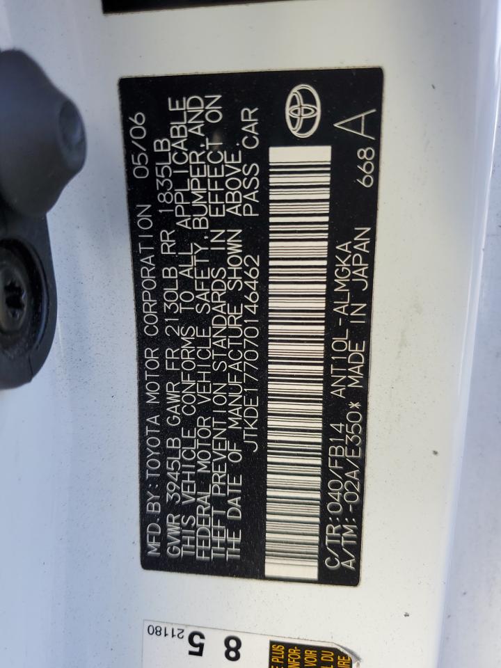 2007 Toyota Scion Tc White vin: JTKDE177070146462