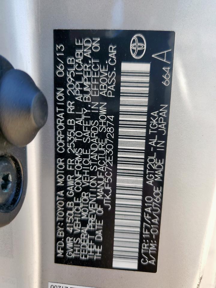 2014 Toyota Scion Tc Серебряный vin: JTKJF5C72E3072874