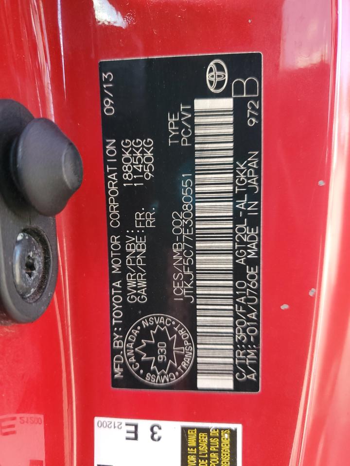 2014 Toyota Scion Tc Red vin: JTKJF5C77E3080551