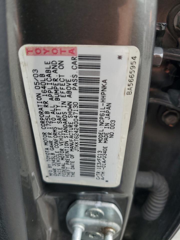 2004 Toyota Scion Xa Gray vin: JTKKT624240047130