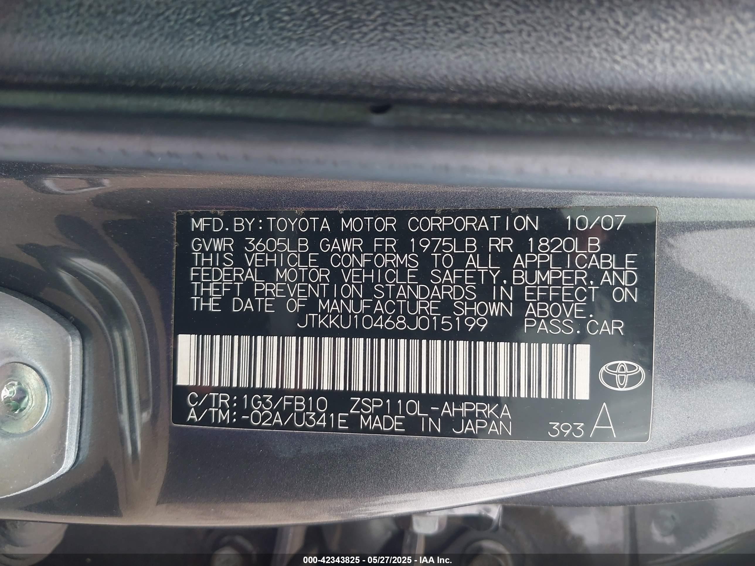 2008 Scion Xd   Gray vin: JTKKU10468J015199