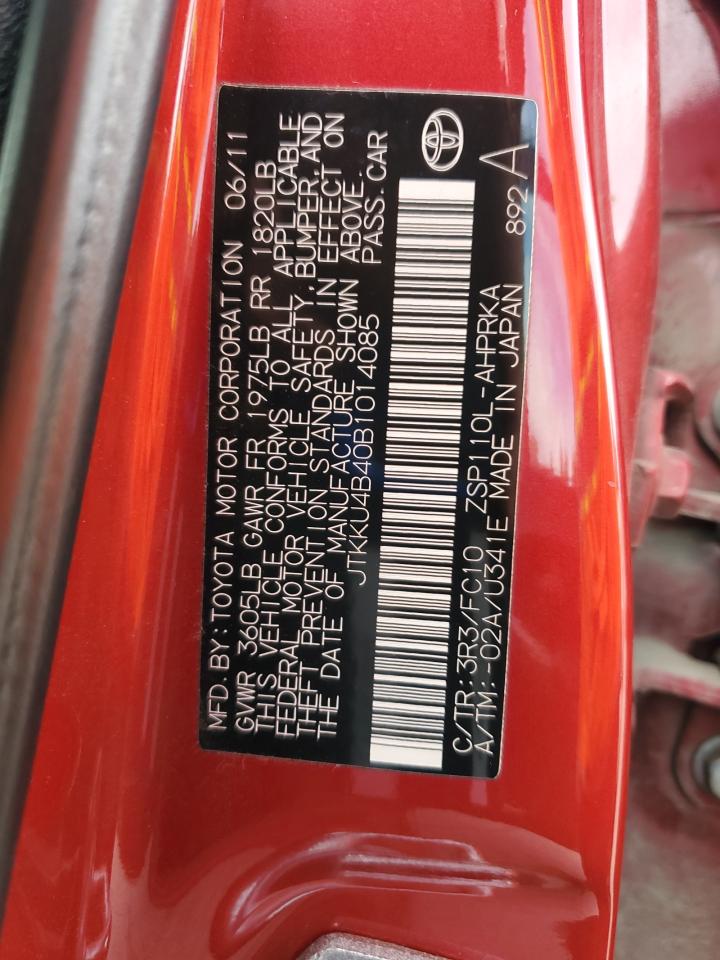 2011 Toyota Scion Xd Red vin: JTKKU4B40B1014085