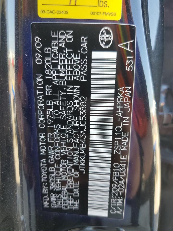 2010 Toyota Scion Xd Black vin: JTKKU4B43AJ053882