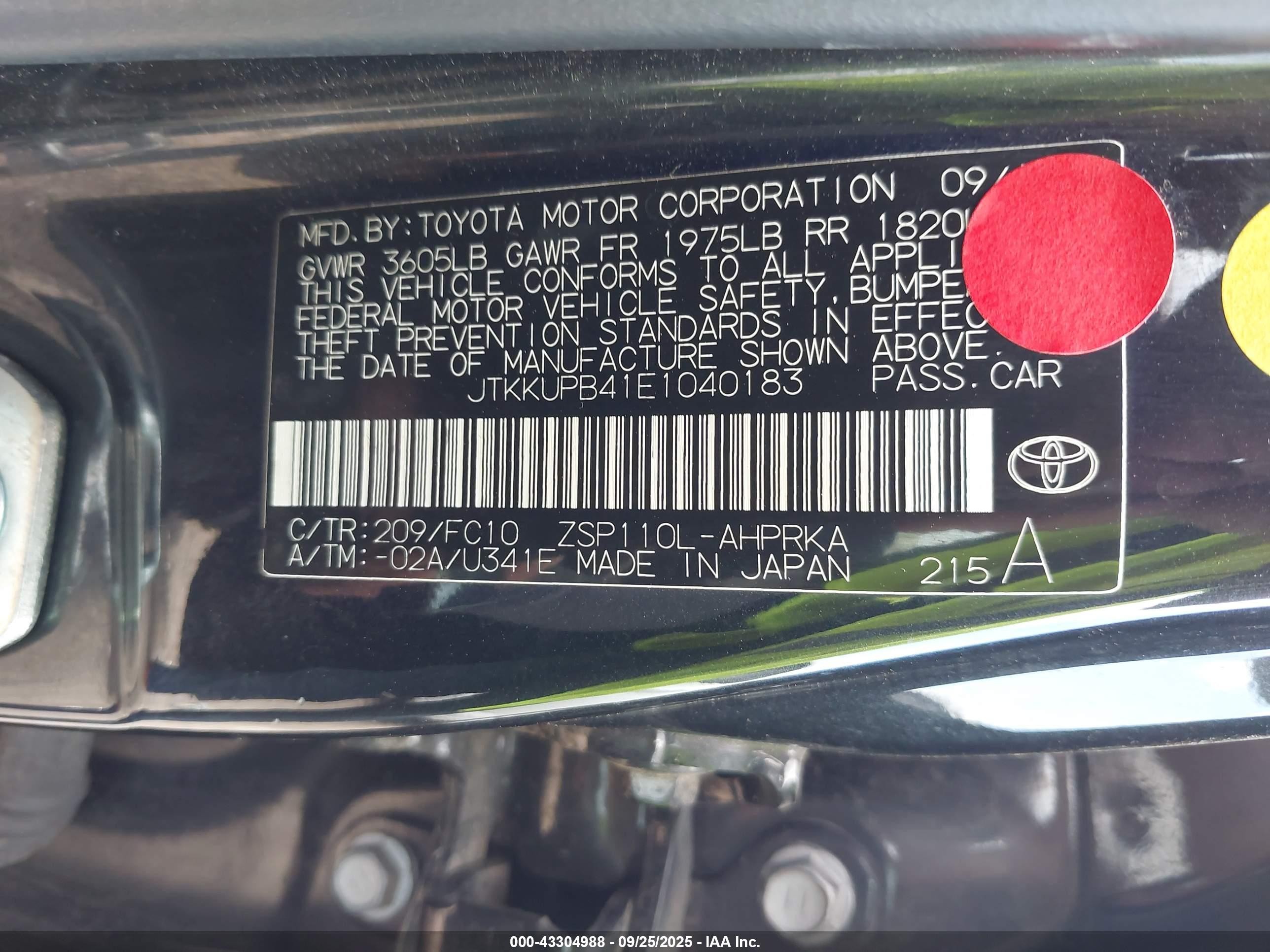 2014 Scion Xd   Черный vin: JTKKUPB41E1040183