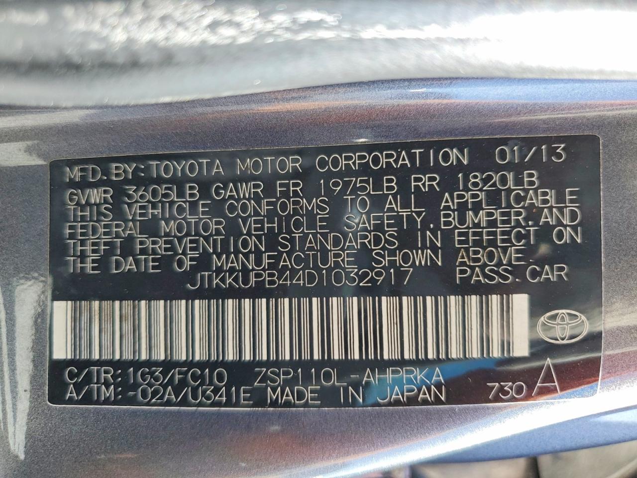 2013 Toyota Scion Xd Gray vin: JTKKUPB44D1032917