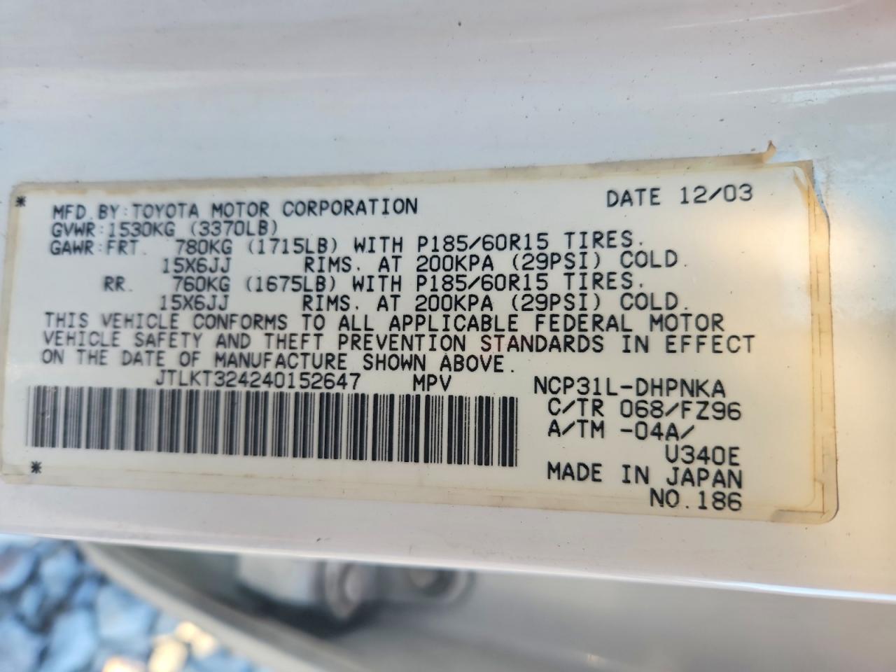 2004 Toyota Scion Xb Белый vin: JTLKT324240152647