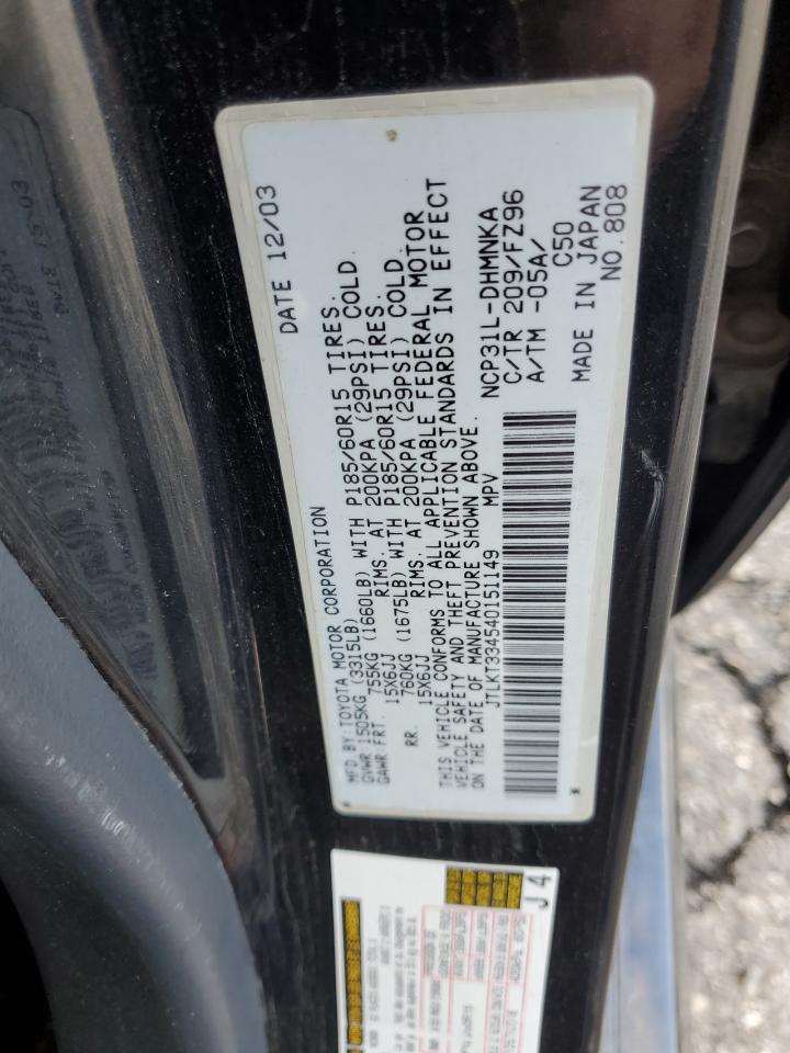 2004 Toyota Scion Xb Black vin: JTLKT334540151149