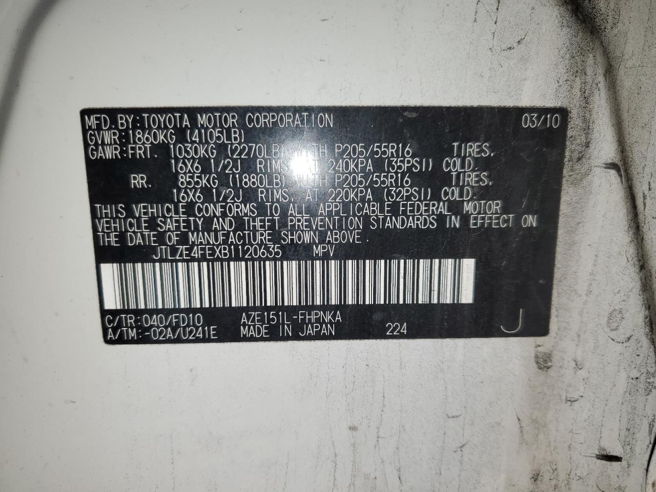 2011 Toyota Scion Xb White vin: JTLZE4FEXB1120635