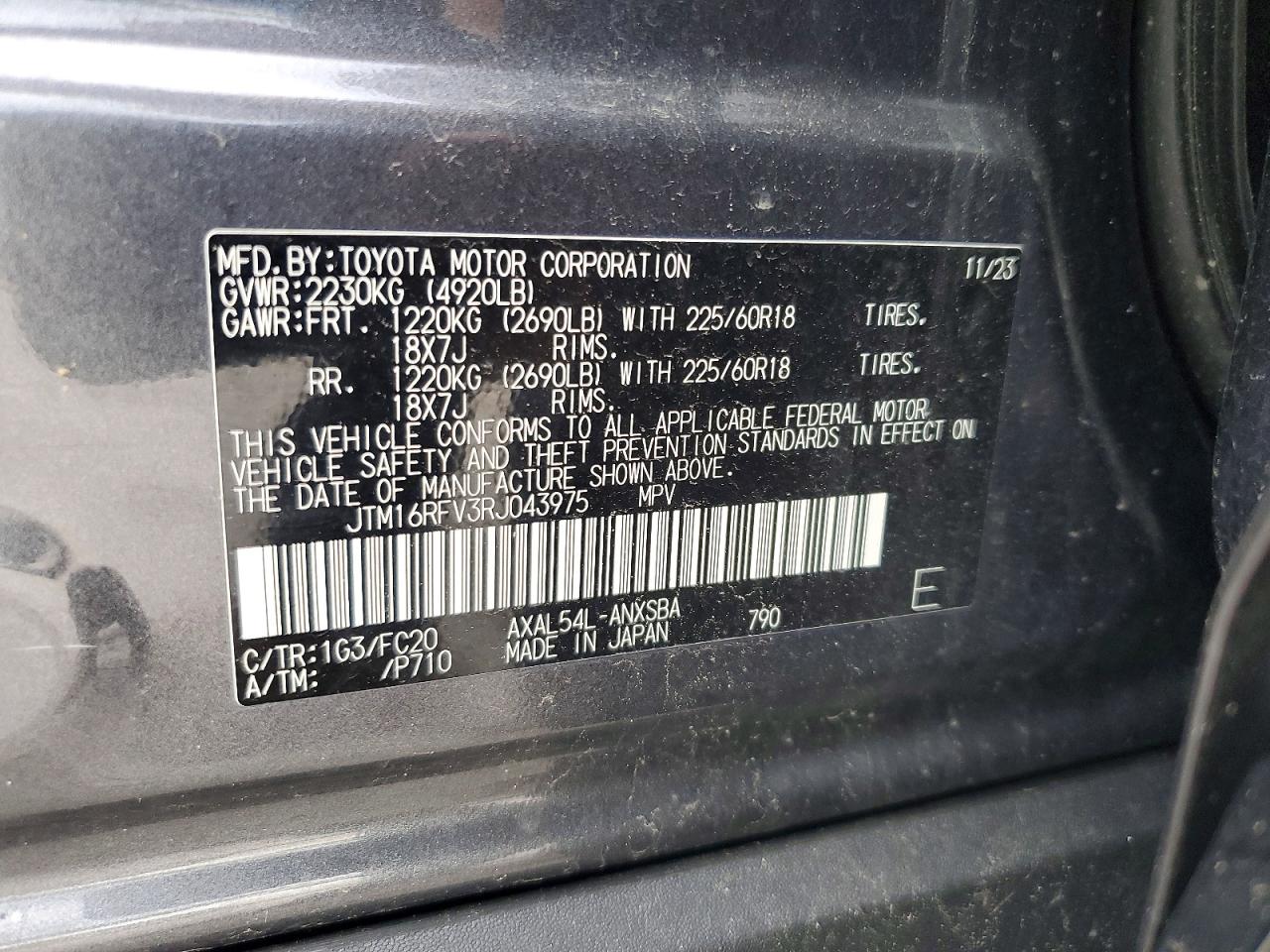 2024 Toyota Rav4 Se Gray vin: JTM16RFV3RJ043975