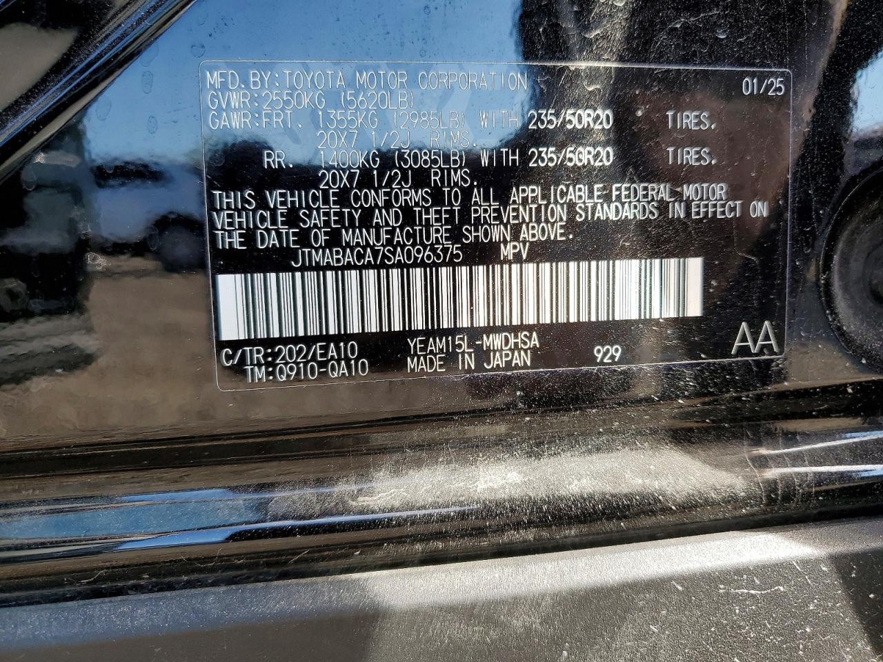 2025 Toyota Bz4x Limited Black vin: JTMABACA7SA096375