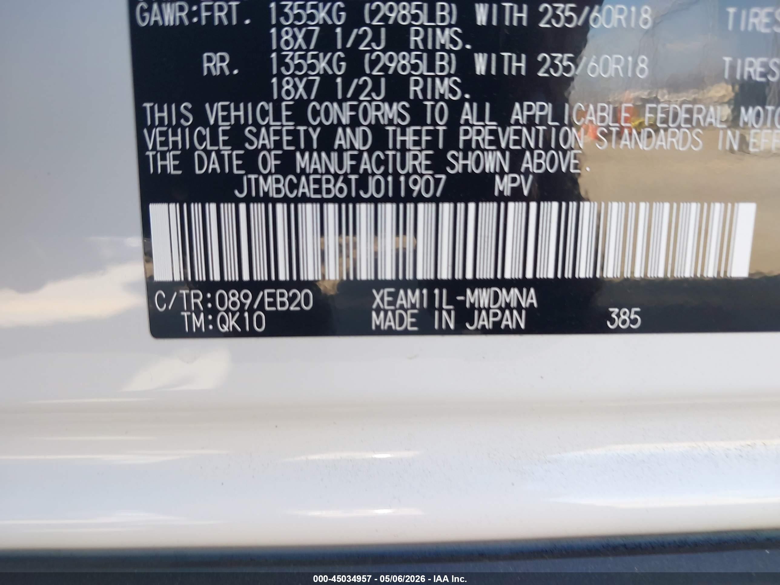 2026 Toyota Bz Xle Plus Белый vin: JTMBCAEB6TJ011907